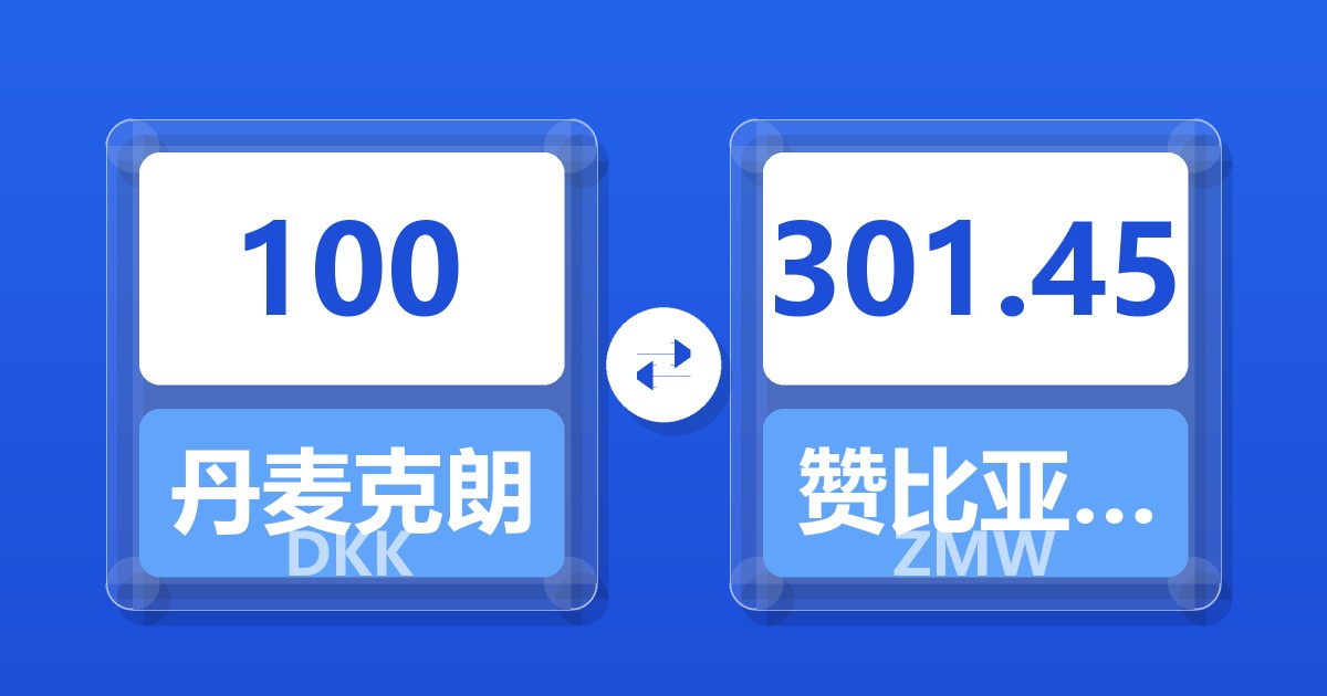 100丹麦克朗兑赞比亚克瓦查