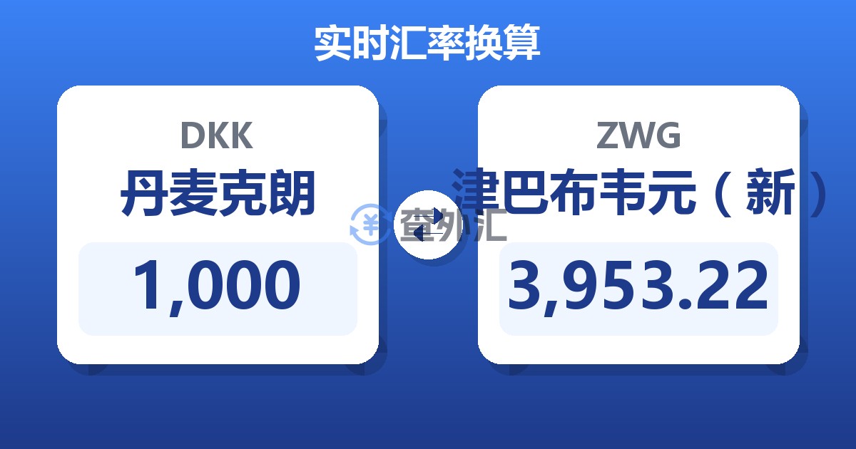 1,000丹麦克朗兑津巴布韦元（新）
