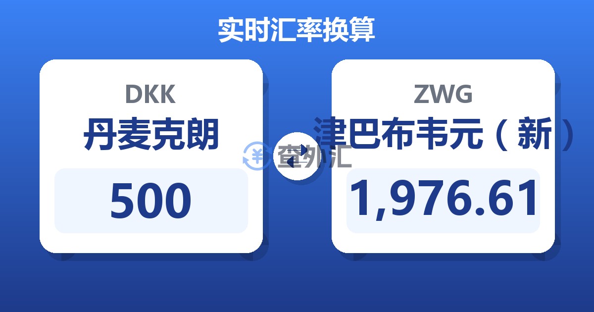 500丹麦克朗兑津巴布韦元（新）