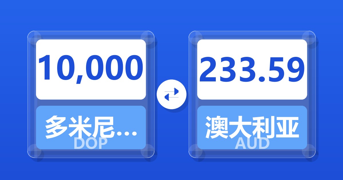 10,000多米尼加比索兑澳大利亚元