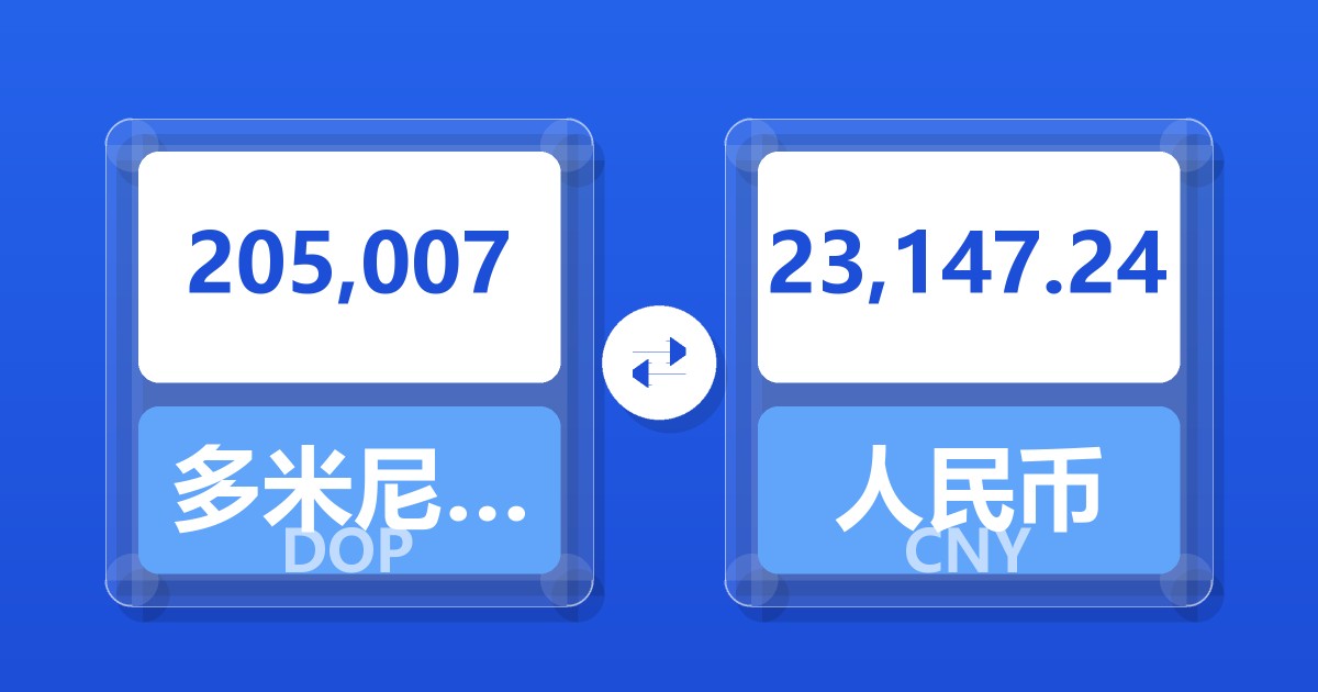 205,007多米尼加比索兑人民币