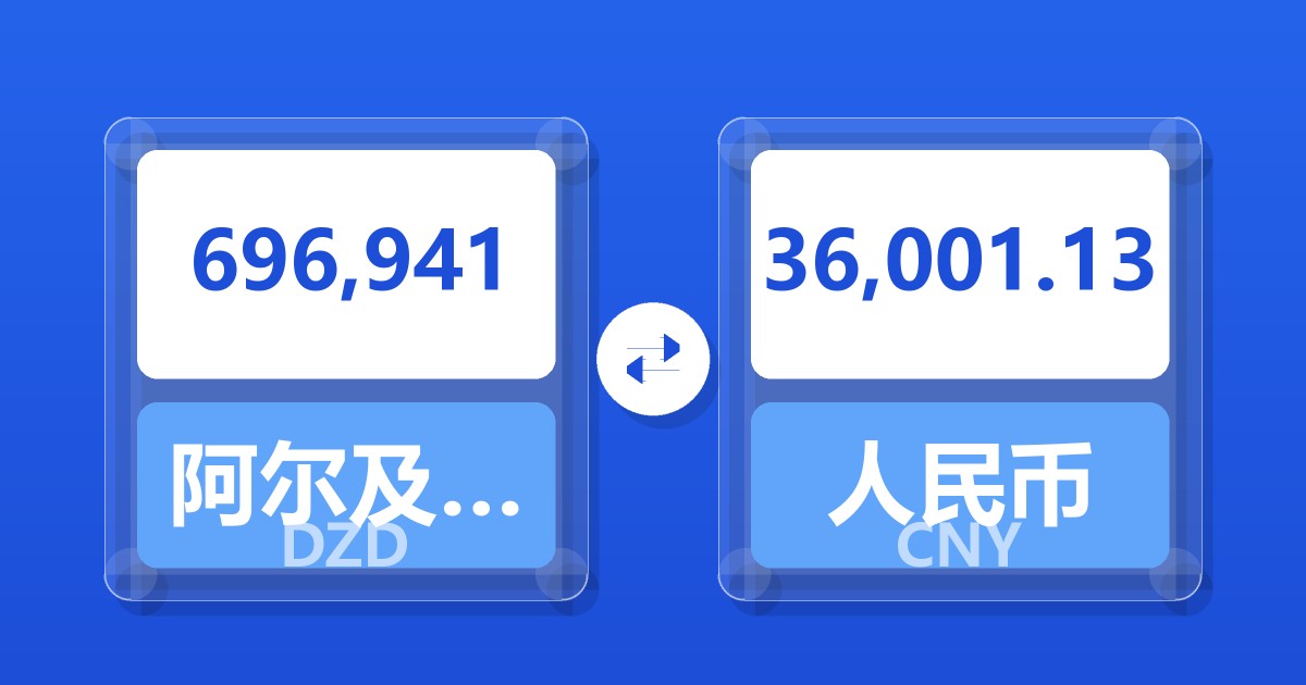 696,941阿尔及利亚第纳尔兑人民币