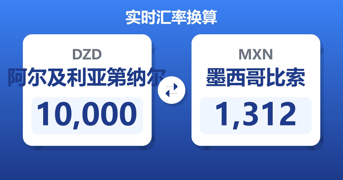 10,000阿尔及利亚第纳尔兑墨西哥比索