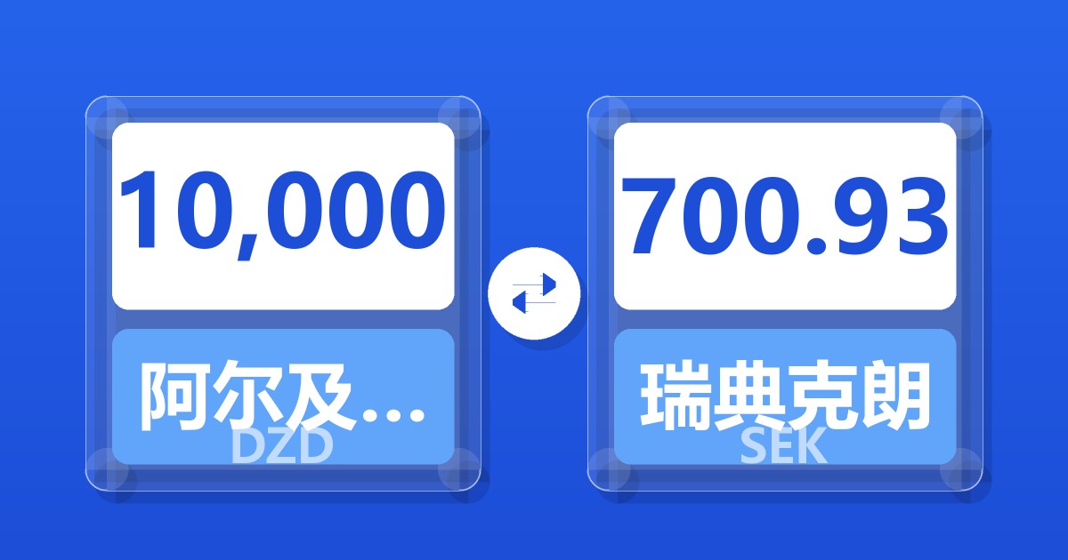 10,000阿尔及利亚第纳尔兑瑞典克朗