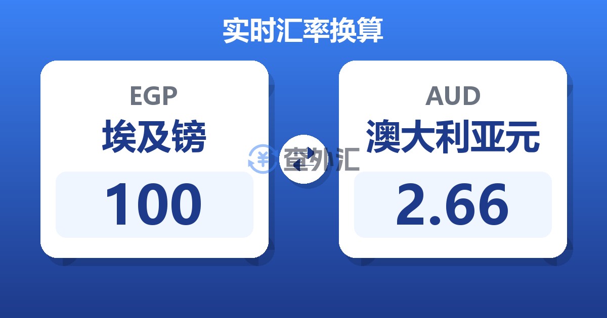 100埃及镑兑澳大利亚元
