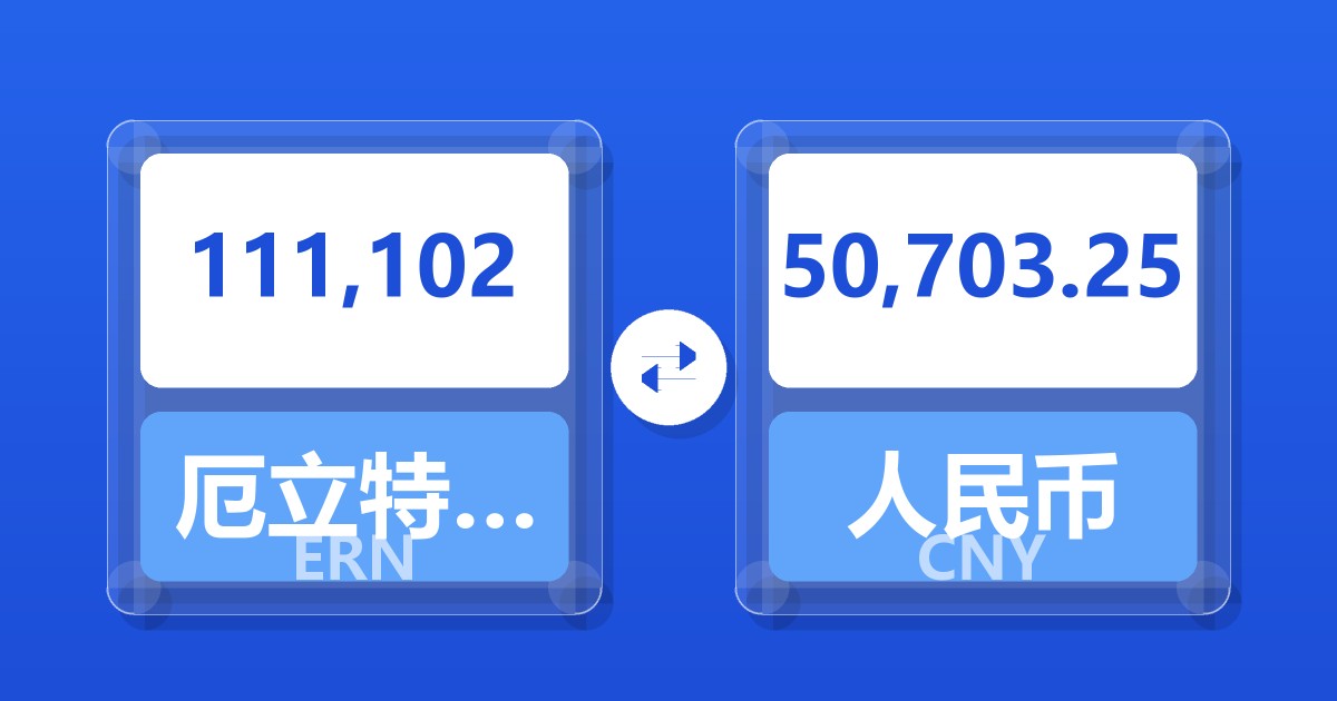 111,102厄立特里亚纳克法兑人民币