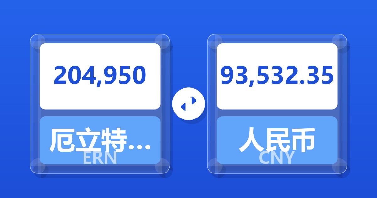 204,950厄立特里亚纳克法兑人民币