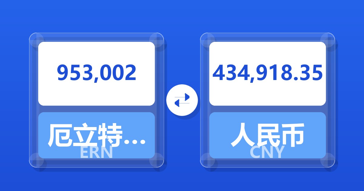 953,002厄立特里亚纳克法兑人民币