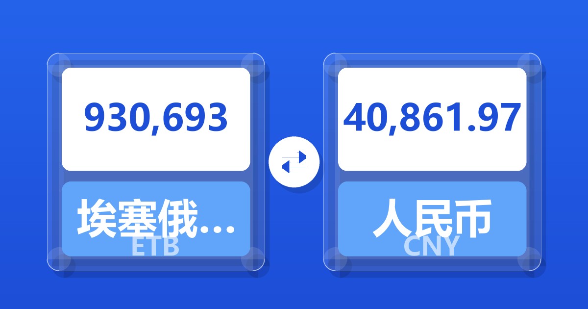 930,693埃塞俄比亚比尔兑人民币