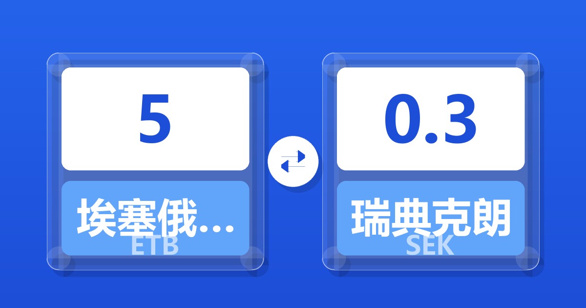 5埃塞俄比亚比尔兑瑞典克朗