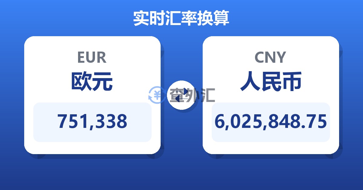 751,338欧元兑人民币