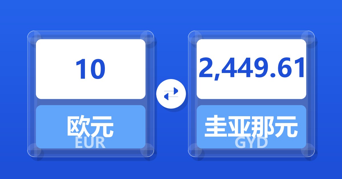 10欧元兑圭亚那元