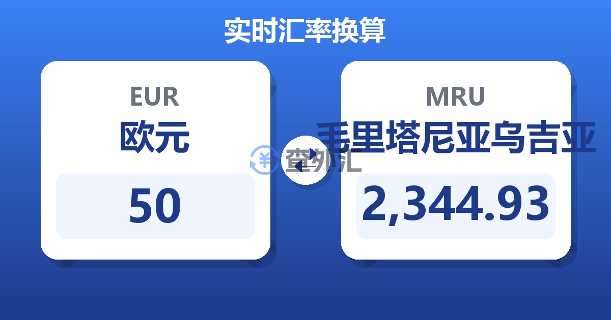 50欧元兑毛里塔尼亚乌吉亚