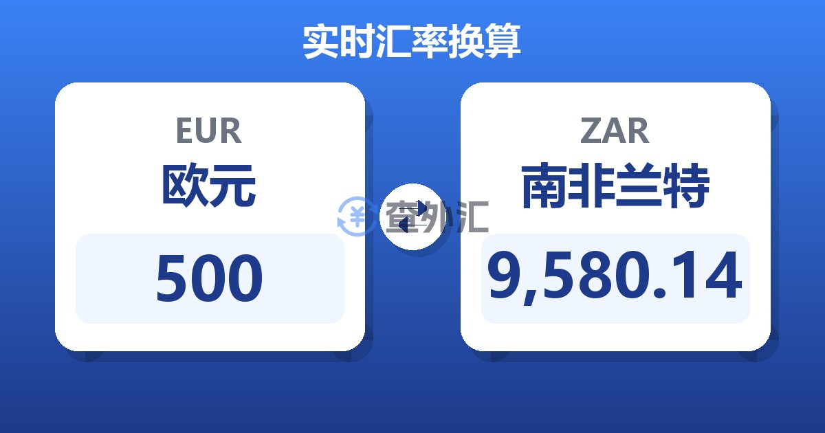 500欧元兑南非兰特
