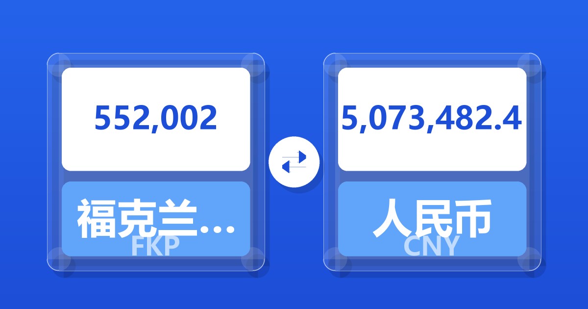 552,002福克兰群岛镑兑人民币