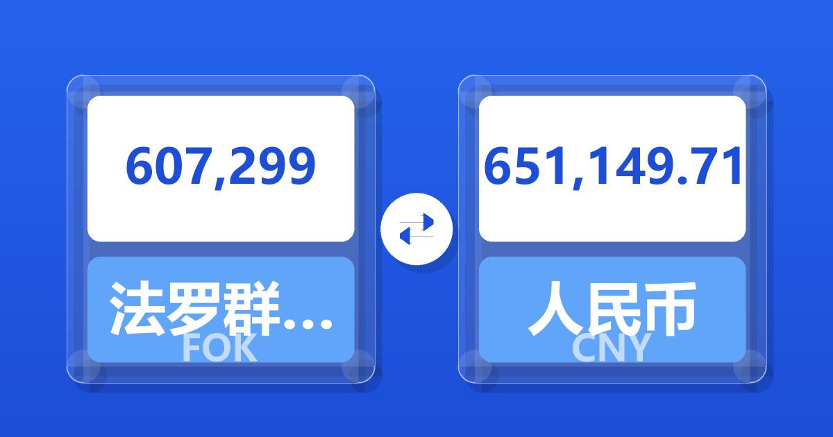 607,299法罗群岛克朗兑人民币