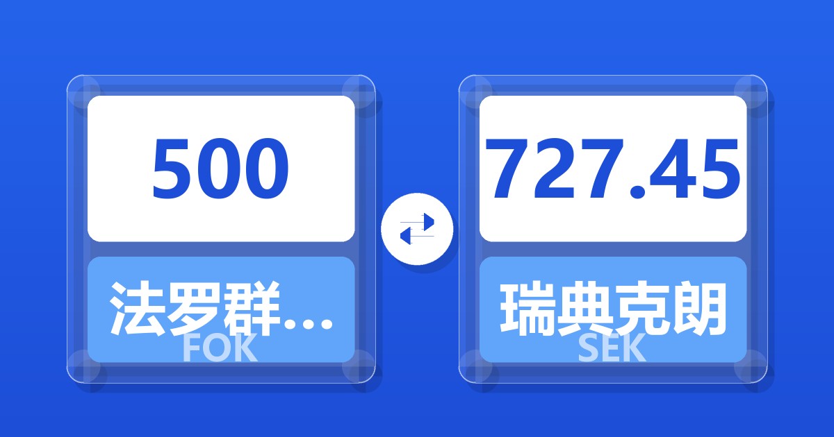 500法罗群岛克朗兑瑞典克朗