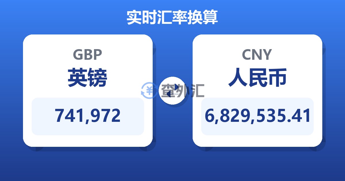 741,972英镑兑人民币