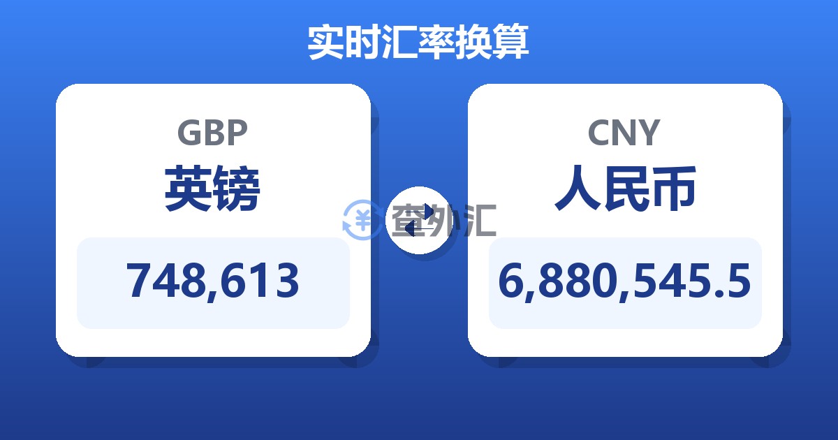 748,613英镑兑人民币