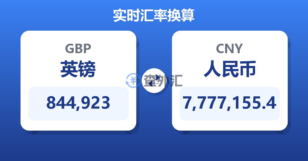 844,923英镑兑人民币