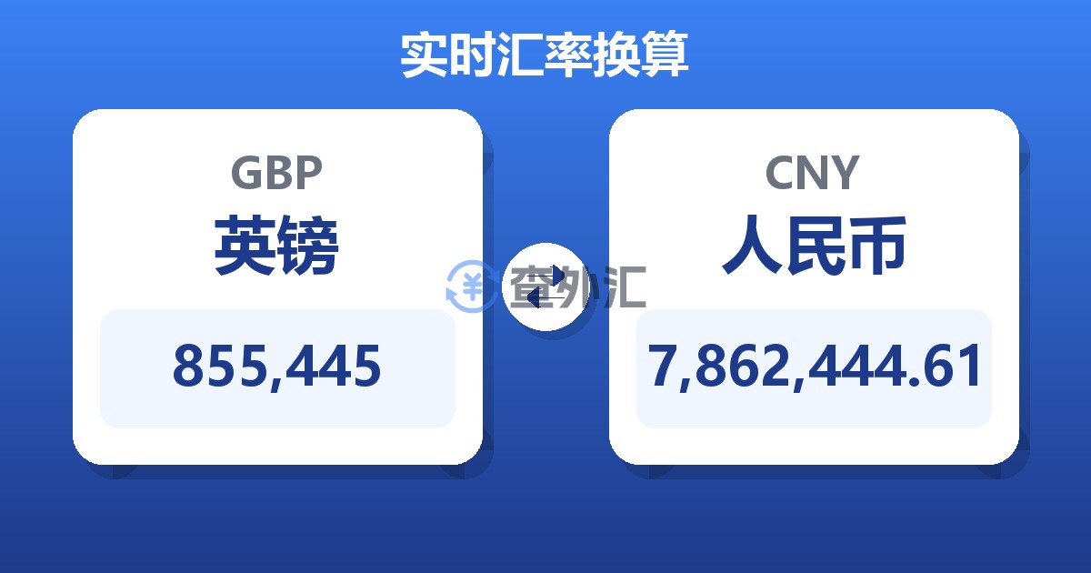 855,445英镑兑人民币