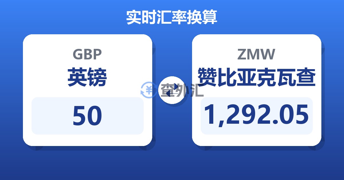 50英镑兑赞比亚克瓦查