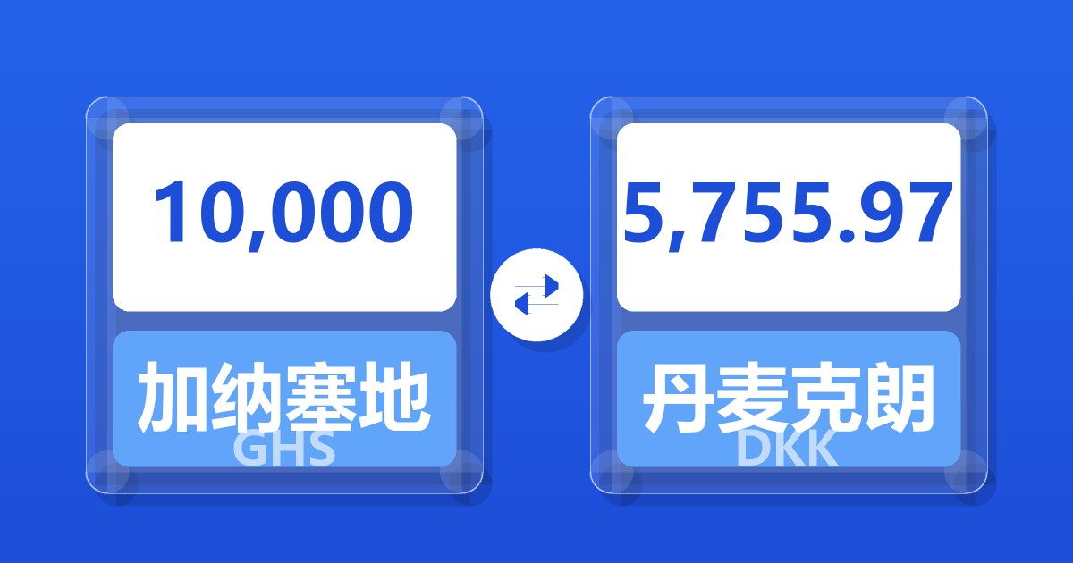 10,000加纳塞地兑丹麦克朗