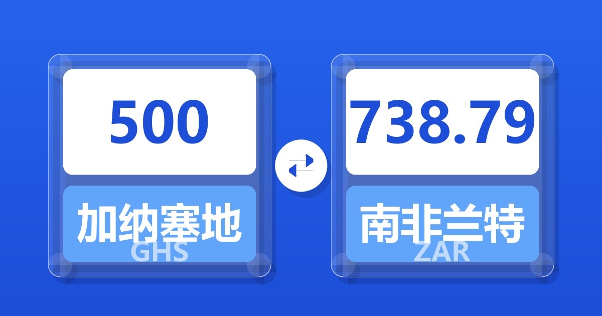 500加纳塞地兑南非兰特