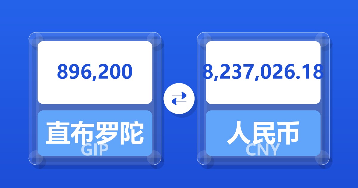 896,200直布罗陀镑兑人民币