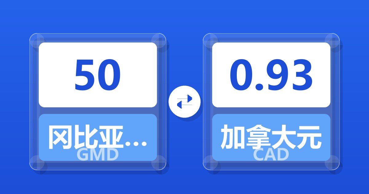 50冈比亚达拉西兑加拿大元