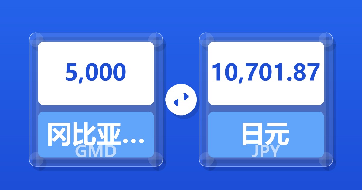 5,000冈比亚达拉西兑日元