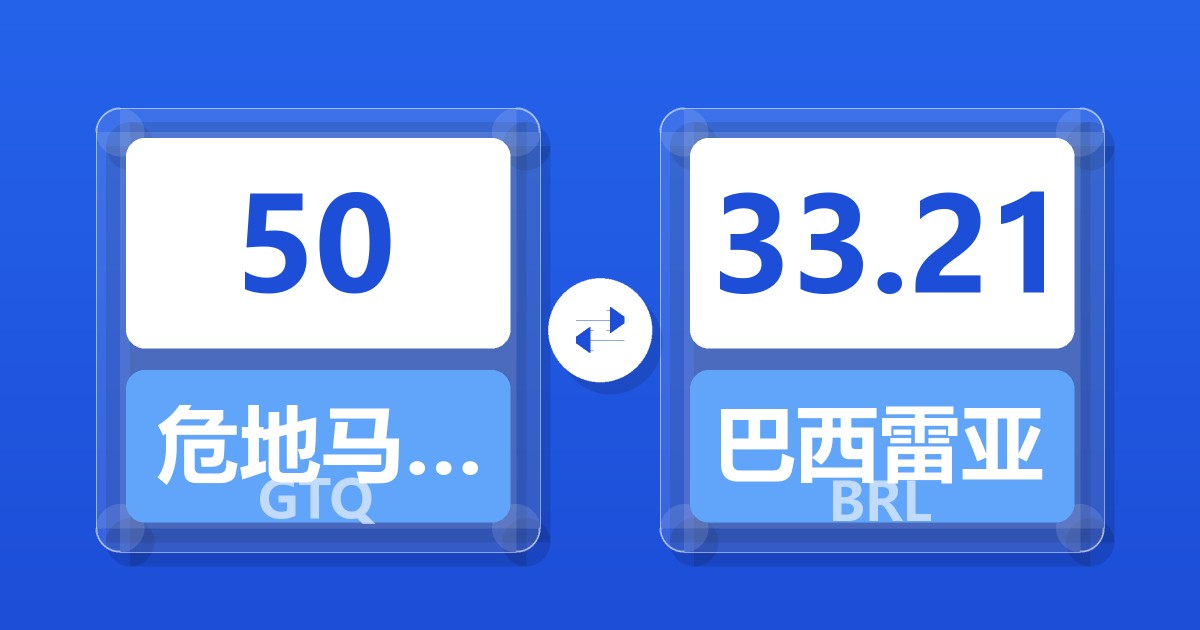 50危地马拉格查尔兑巴西雷亚尔