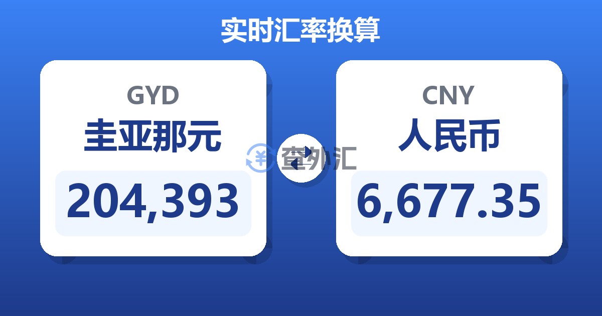 204,393圭亚那元兑人民币