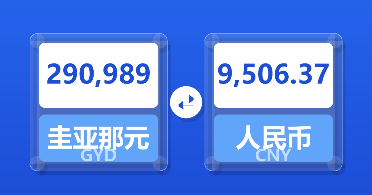 290,989圭亚那元兑人民币