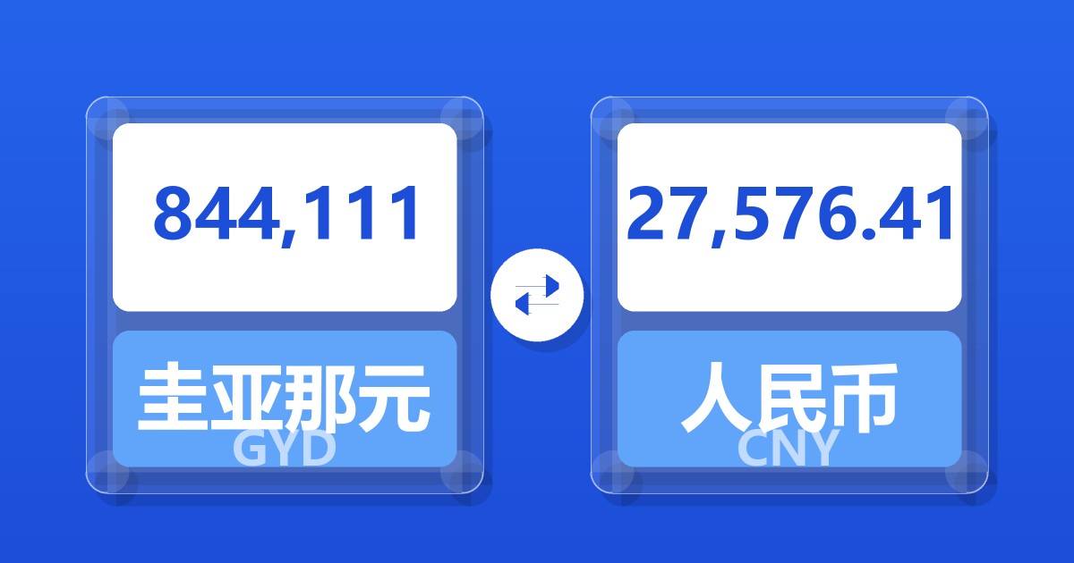 844,111圭亚那元兑人民币
