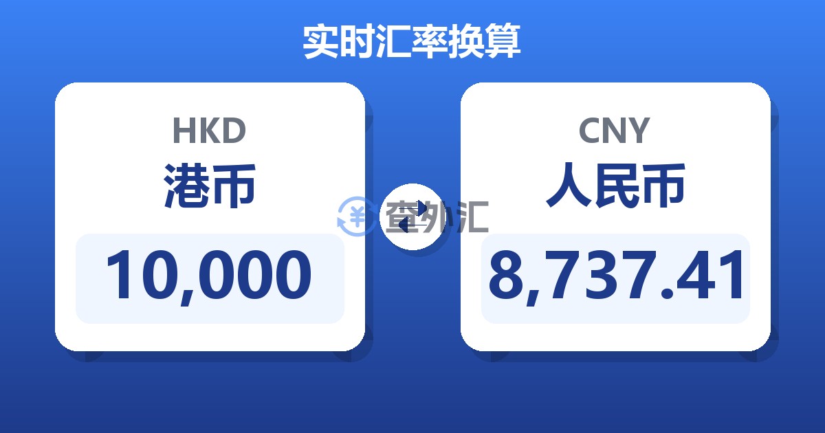 10,000港币兑人民币