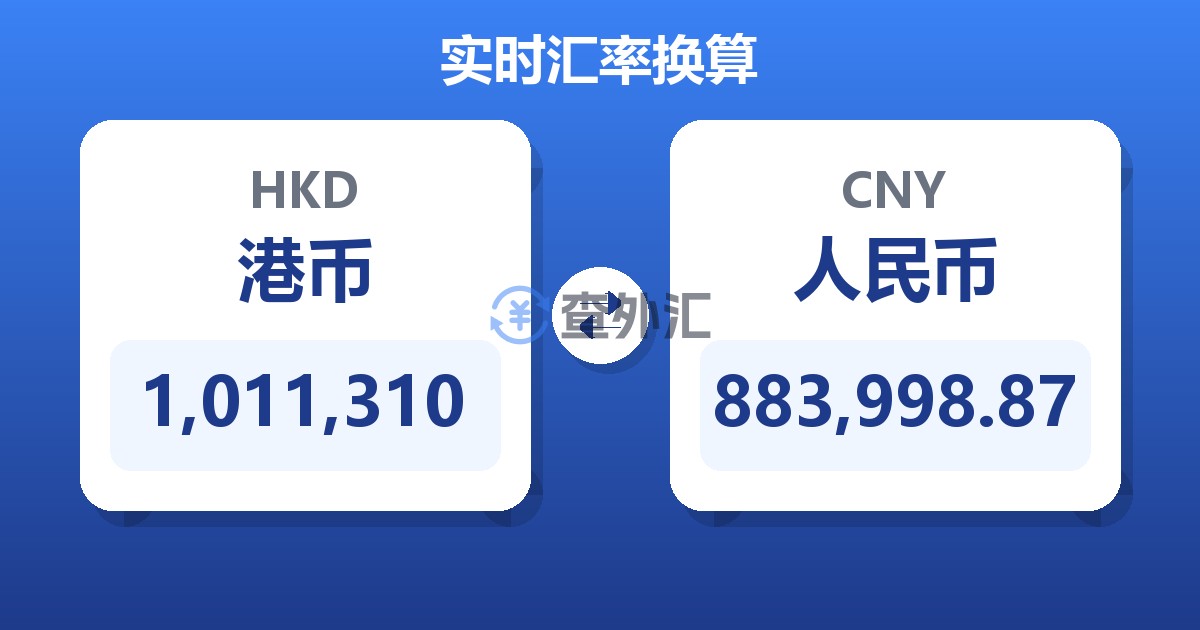 1,011,310港币兑人民币