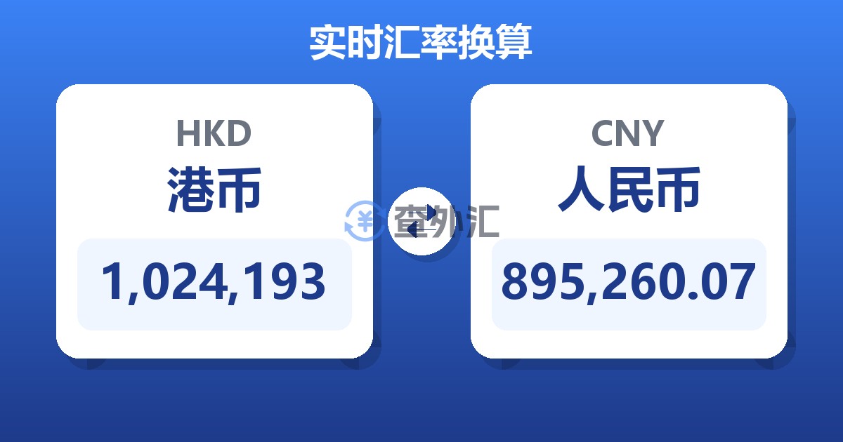 1,024,193港币兑人民币
