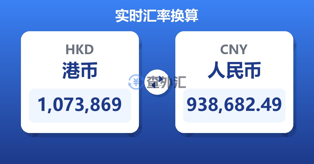 1,073,869港币兑人民币