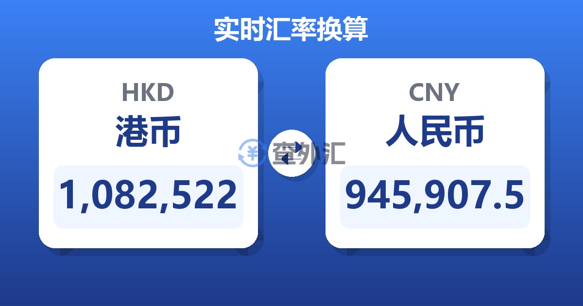 1,082,522港币兑人民币