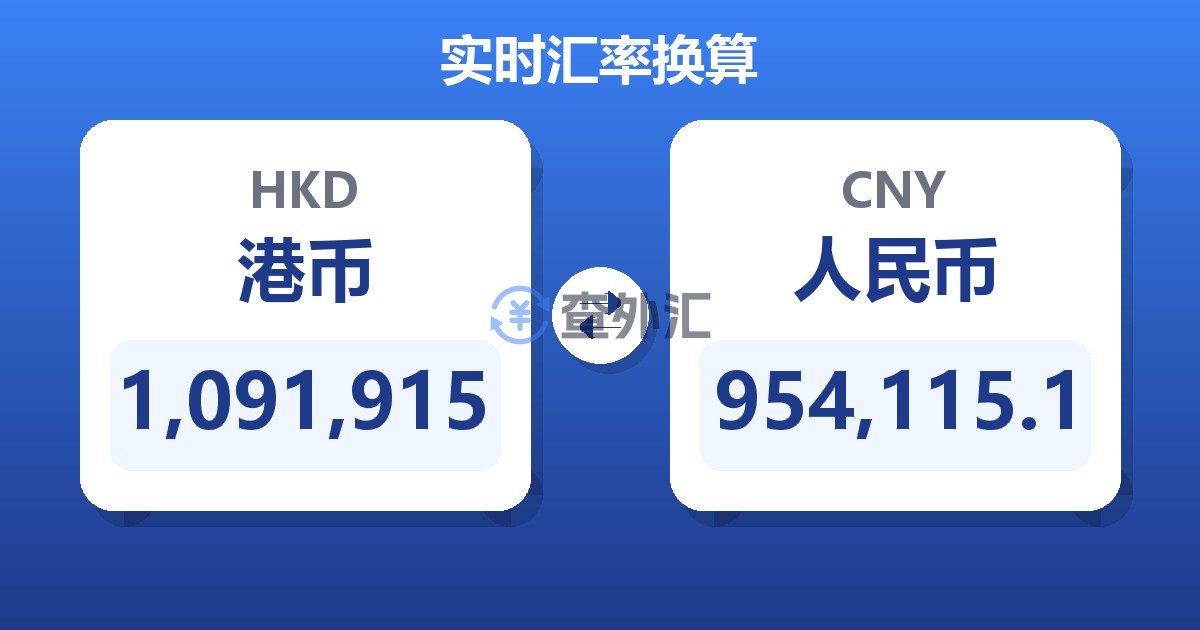 1,091,915港币兑人民币