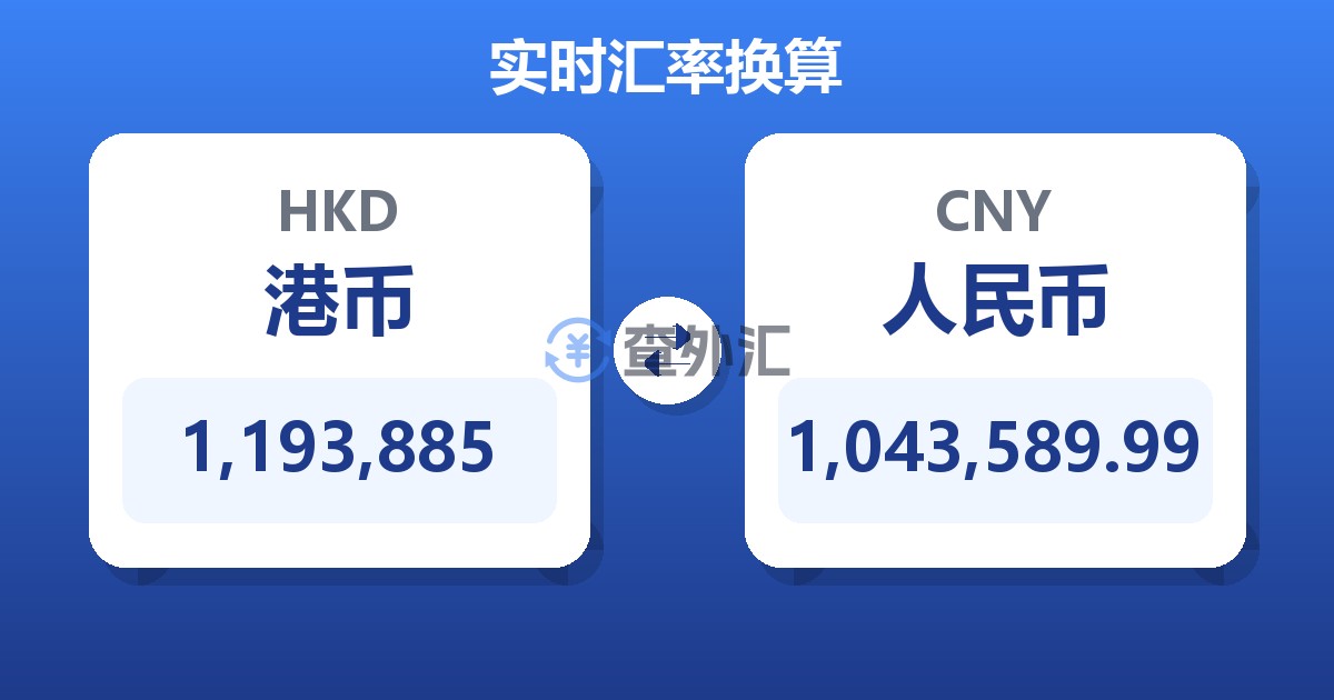 1,193,885港币兑人民币