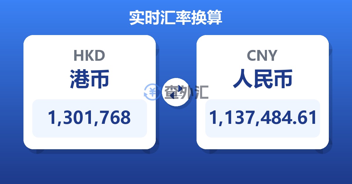 1,301,768港币兑人民币