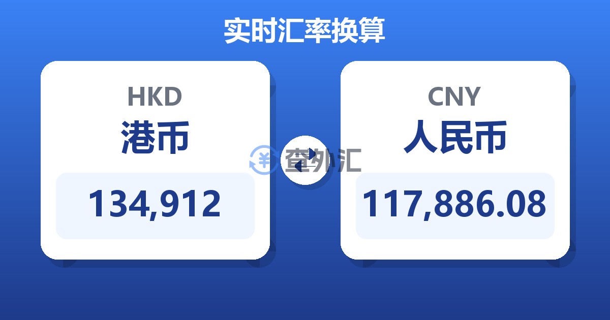 134,912港币兑人民币