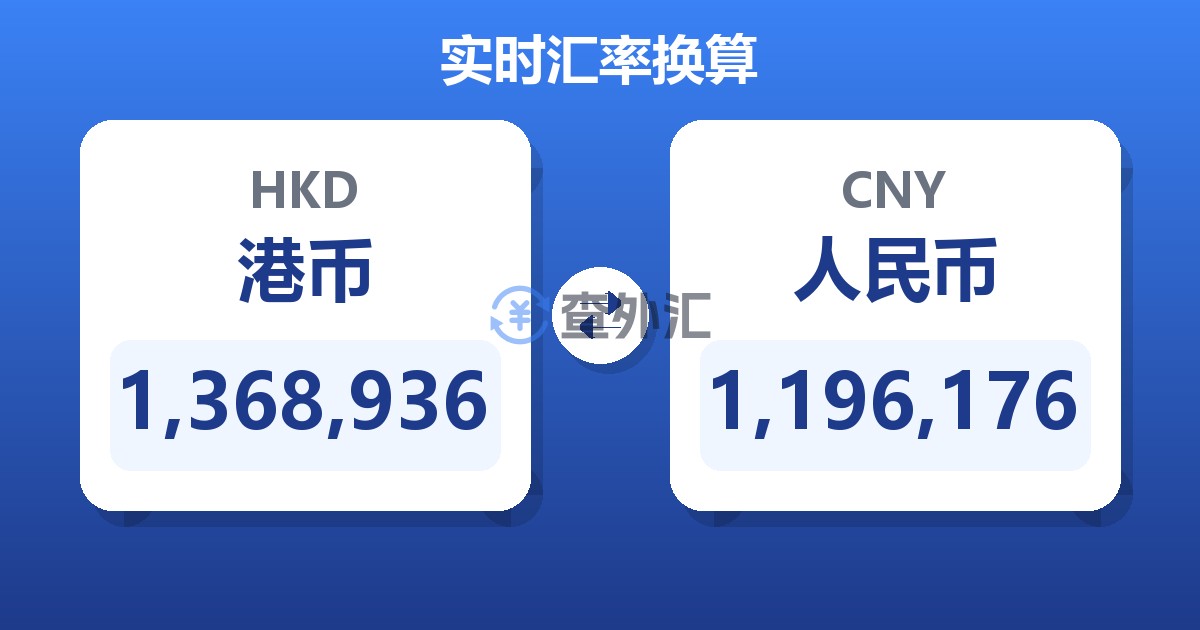 1,368,936港币兑人民币