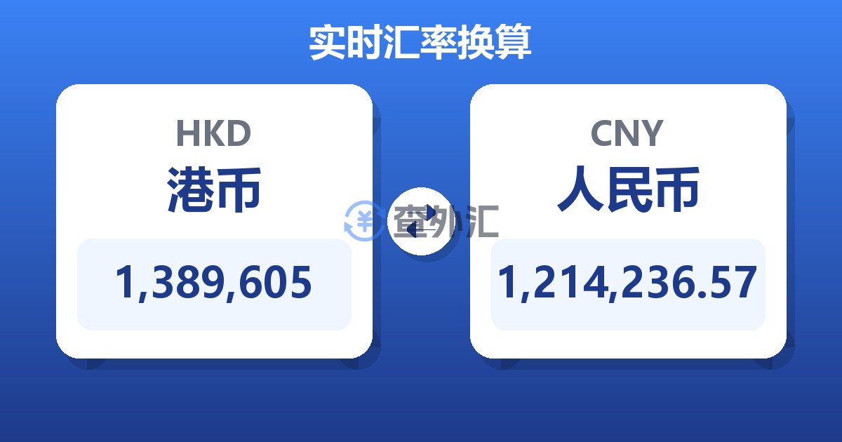 1,389,605港币兑人民币
