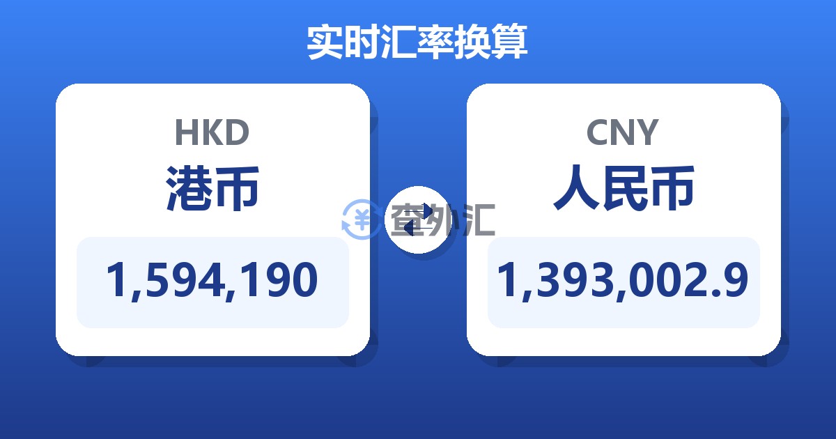 1,594,190港币兑人民币
