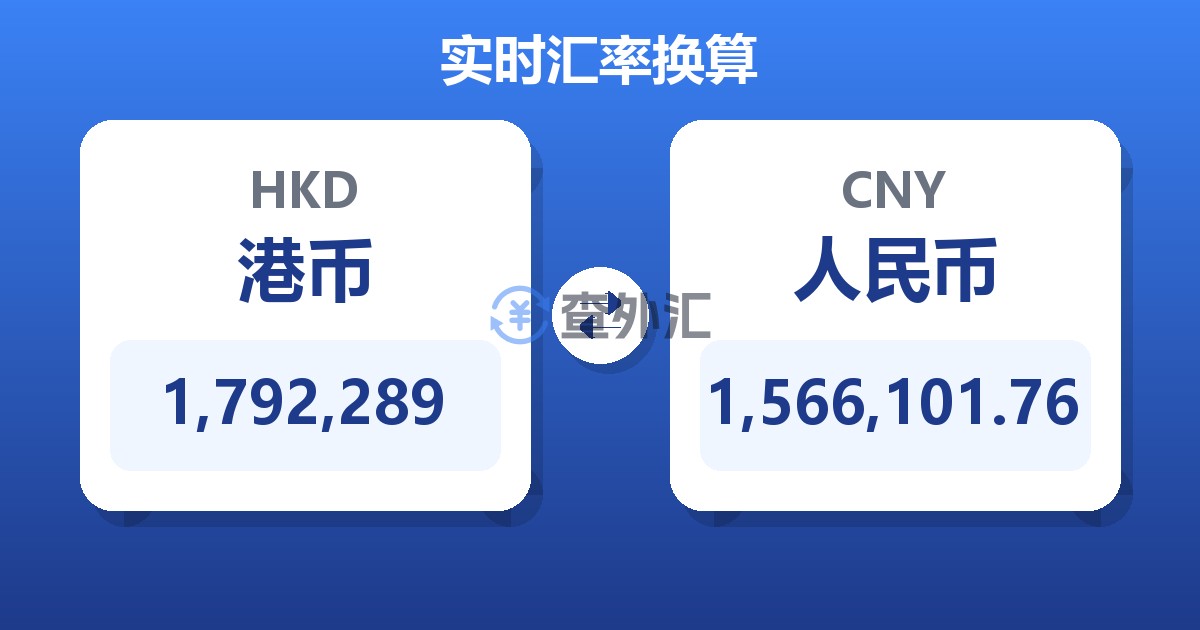 1,792,289港币兑人民币