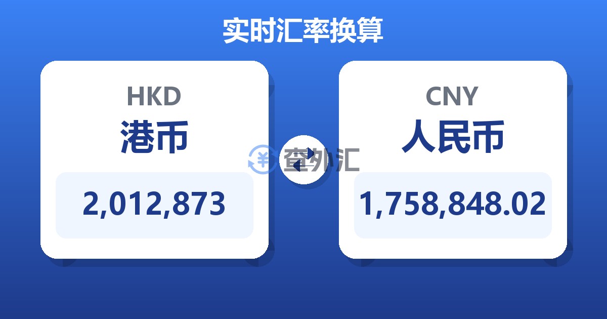 2,012,873港币兑人民币