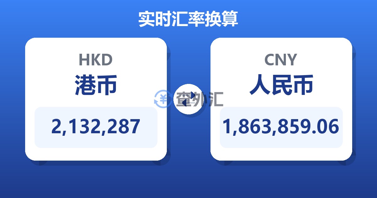 2,132,287港币兑人民币